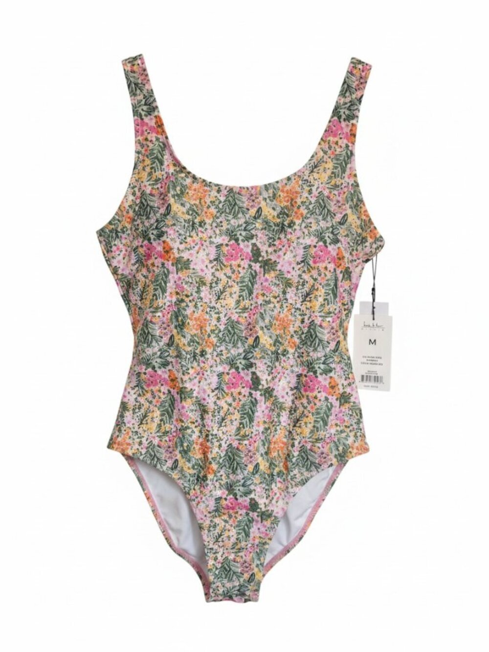 NWT Nicole Miller Floral Scoop Neck One Piece Swimsuit Size M Romantic Feminine